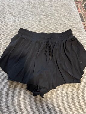 Joylab Black Women’s Athletic Shorts - with front tie, flutter hem and spandex